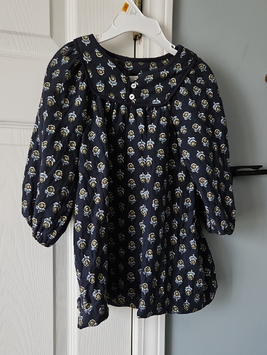 Zara Other - Zara Navy Blue Green Floral Puff-Sleeve Dress
